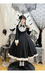 Classic Lolita Black Long Sleeve Long Dress Long Sleeve Lolita OP Dress