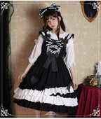 Black Minimalist Lolita Ruffle Dress JSK Sweet