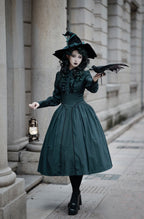 Black Plaid Gothic Dress JSK Lolita OP Embroidery Tier Hem