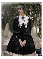 Black Silk Gothic OP Dress Lolita Cloak Set Lolita Coats