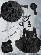 Gothic Lolita Black Swan Cake  Lace Lolita Short Dress