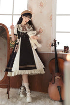 Black White Bubble Sleeve Classic Dress Lolita OP