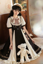 Black White Bubble Sleeve Classic Dress Lolita OP