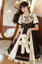 Black White Bubble Sleeve Classic Dress Lolita OP