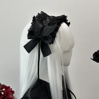 Black and White Goth Angel Wings Headband Halloween Dark Hair Accessories Lolita Bow Accessories