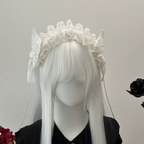 Black and White Goth Angel Wings Headband Halloween Dark Hair Accessories Lolita Bow Accessories