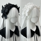 Black and White Goth Angel Wings Headband Halloween Dark Hair Accessories Lolita Bow Accessories