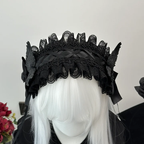 Black and White Goth Angel Wings Headband Halloween Dark Hair Accessories Lolita Bow Accessories
