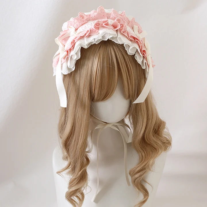 Lolita Hair Accessories Black and White Headgear Lace Bow Headband KC