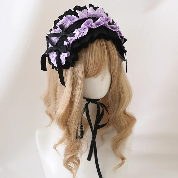 Lolita Hair Accessories Black and White Headgear Lace Bow Headband KC