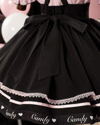 Black-pink Sweetheart Bow Lolita Outfit Goth Romance Kawaii
