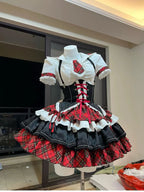 Punk Lolita Black-red Rock Style Subculture Outfit Idol Costume Pleated Skirt Dress Hot Girl
