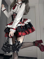 Punk Lolita Black-red Rock Style Subculture Outfit Idol Costume Pleated Skirt Dress Hot Girl