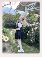 Black-white Plus Size Lolita Dress Set Short Sleeve Shirt 4XL Lolita Dress Blouse