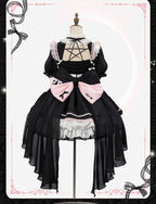 Sweet Lolita Blue Black with Pink Short Sleeve Lolita Dress OP