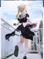 Sweet Lolita Blue Black with Pink Short Sleeve Lolita Dress OP