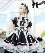Sweet Lolita Blue Black with Pink Short Sleeve Lolita Dress OP