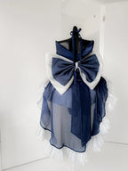 Gothic Lolita Blue Lace Short Cake Dress JSK
