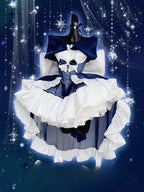 Gothic Lolita Blue Lace Short Cake Dress JSK