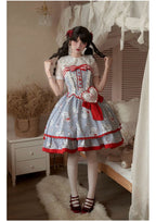 Blue Red Sweet Suspender Dress Bow Lolita Dress Cute Sweetheart