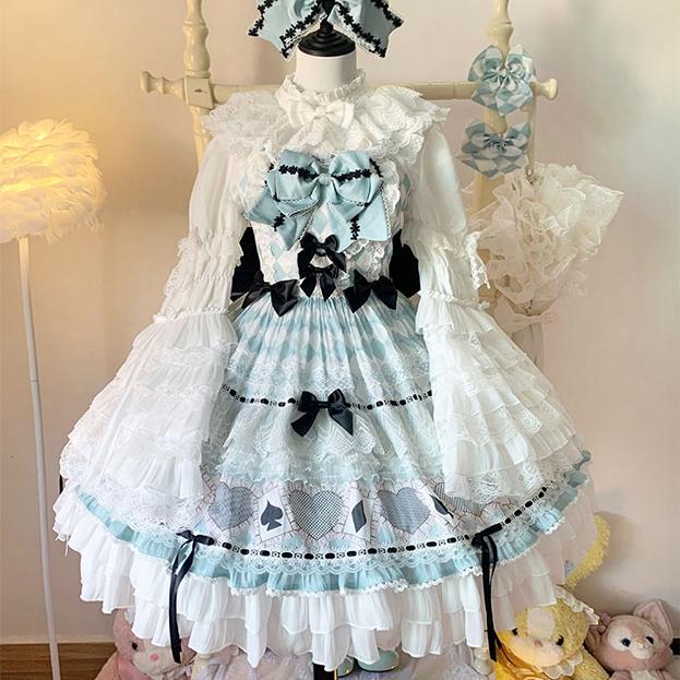 Blue Sweet Cute Lolita Spring Summer Daily Sweet Suspender Dress JSK