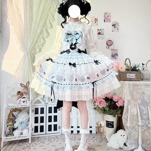 Blue Sweet Cute Lolita Spring Summer Daily Sweet Suspender Dress JSK
