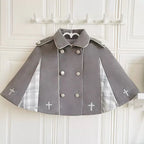 British Classic Lolita Vintage Dress Detective Suit Woolen Cape Plaid Dress in Autumn Preppy Look