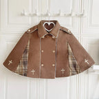 British Classic Lolita Vintage Dress Detective Suit Woolen Cape Plaid Dress in Autumn Preppy Look