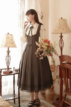 British Style Classic Lolita Skirt Striped Plaid Elegant SK Multi color Gray Blue Long Skirt Lolita Dresses