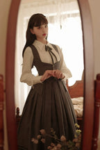 British Style Classic Lolita Skirt Striped Plaid Elegant SK Multi color Gray Blue Long Skirt Lolita Dresses