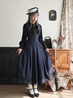 British Style Classic Lolita Skirt Striped Plaid Elegant SK Multi color Gray Blue Long Skirt Lolita Dresses