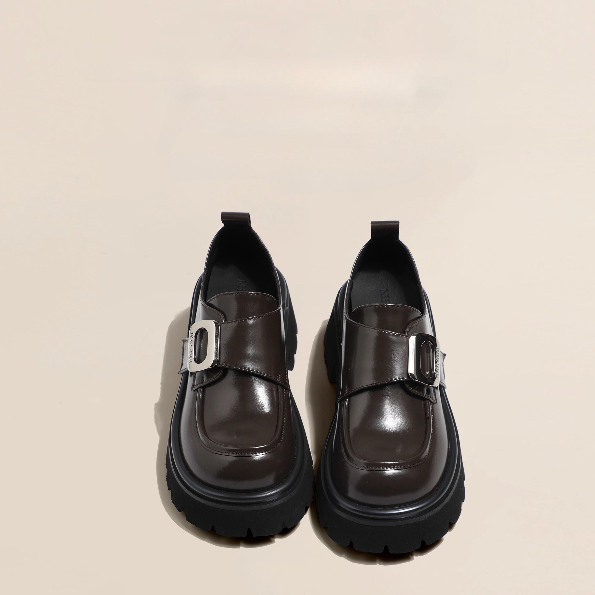 Lolita Shoes British Style Genuine Leather Loafers  Brown Comfortable Platform Slip On Shoes