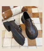 Lolita Shoes British Style Genuine Leather Loafers  Brown Comfortable Platform Slip On Shoes