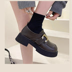 Lolita Shoes British Style Genuine Leather Loafers  Brown Comfortable Platform Slip On Shoes