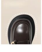Lolita Shoes British Style Genuine Leather Loafers  Brown Comfortable Platform Slip On Shoes
