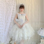 Hime Lolita Blue White Butterfly Fairy Elegant Organza Dress