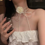 Camellia Necklace Elegant Lolita Accessory Bridal Choker Fairy Tie