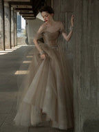 Champagne Glamorous Evening Gown French Elegant Princess Prom Dress Plus Size for Women