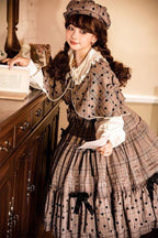 Chocolate Brown Classic Lolita JSK Dress Set Plus Size 3XL Lolita Dress  Jumper Skirt