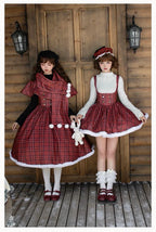 Christmas Dress Red Long and Short Fishbone Breast Support Cape Gemini Autumn&Winter Lolita
