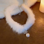 Christmas Pearl Plush Choker White Collar Neckband Necklace Neck Accessories Collarbone Chain