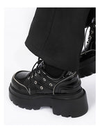 Lolita Shoes Chunky Platform Derby American Retro Mary Jane Lugg Sole Oxfords for Women