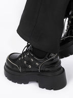 Lolita Shoes Chunky Platform Derby American Retro Mary Jane Lugg Sole Oxfords for Women