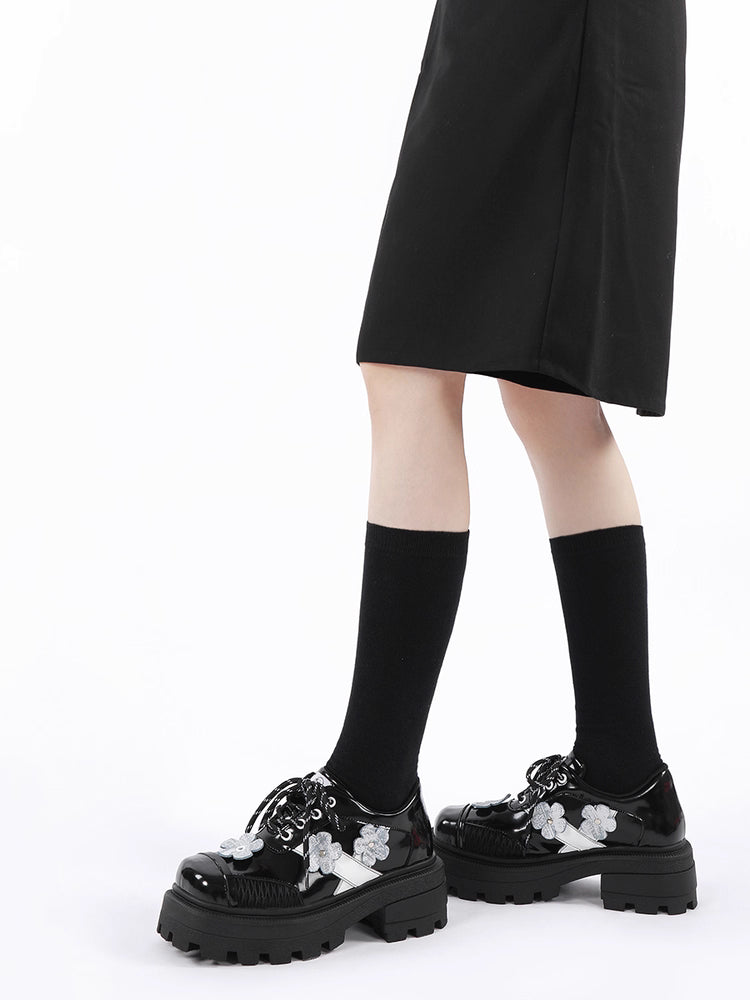 Lolita Shoes Chunky SquareToe Platform Loafers Original Design Niche Minimalist Mary Jane Shoes for Women