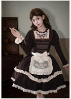 Classic Black Bouquet Autumn/Winter Embroidered Lolita Dress