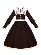 Classic Black Bouquet Autumn/Winter Embroidered Lolita Dress