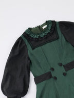 Classic Black and Green Contrast Op Cape 2-piece Set Lolita Autumn/winter Lolita Dresses