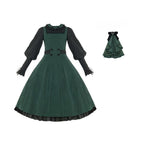 Classic Black and Green Contrast Op Cape 2-piece Set Lolita Autumn/winter Lolita Dresses