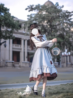 Classic Blue Lolita Dress Brown White College Dress Elegant JK Shirt JSK