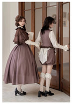 Classic British Style Striped Suit Lolita Vintage Elegant Shorts Set Dress